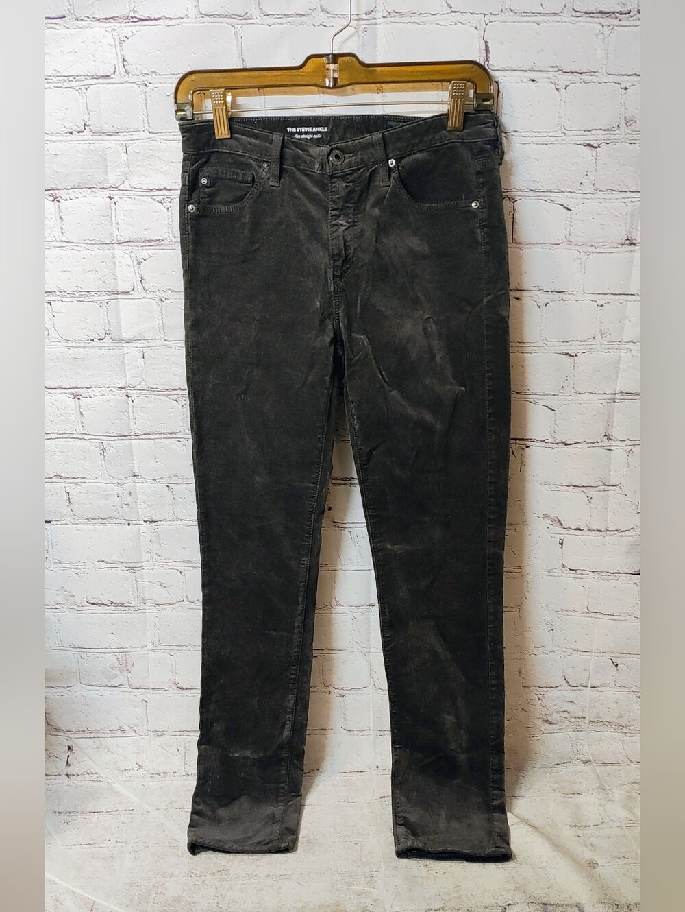 AG Adriano Goldschmied Womens Sz 26R Straight Ankle Velvet Rockabilly Pants